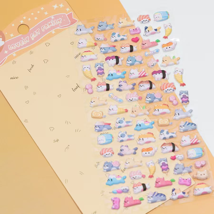 11082 Tiny Puffy Cat Dog Rabbit Stickers-12