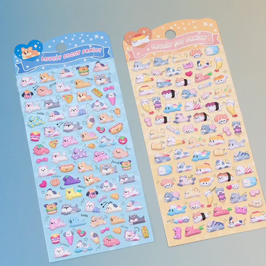 11082 Tiny Puffy Cat Dog Rabbit Stickers-12