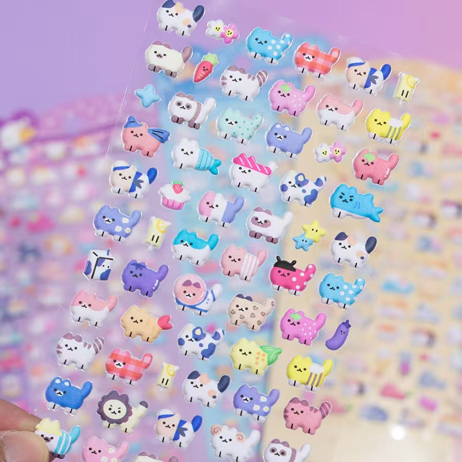 11082 Tiny Puffy Cat Dog Rabbit Stickers-12