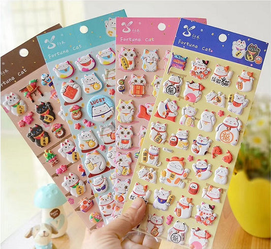 X 10121 MANEKI LUCKY CAT PUFFY STICKERS-DISCONTINUED