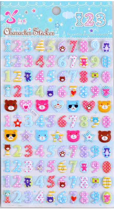 X 10132 ANIMAL PUFFY ALPHABET NUMBERS STICKERS-DISCONTINUED