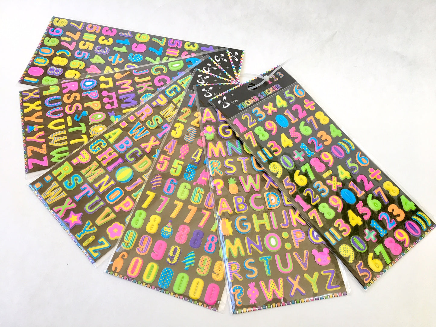 X 10133 NEON ALPHABET NUMBER PUFFY STICKERS-DISCONTINUED