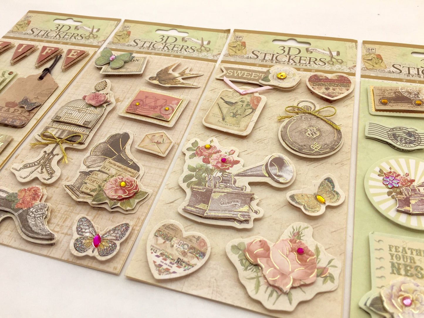 Scrapbooking ~LOT of Textured & Embossed Stickers & BRADS ~ 3 Packs ~ –  FugitiveKatCreations Boutique