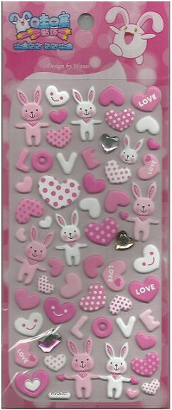 X 10248 RABBIT HEART CRYSTAL PUFFY STICKERS-DISCONTINUED