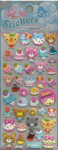 X 10250 DESSERT BEAR CRYSTAL PUFFY STICKERS-DISCONTINUED