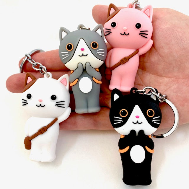 X 12026 SCHOOL CAT CHARM with keyring-DISCONTINUED