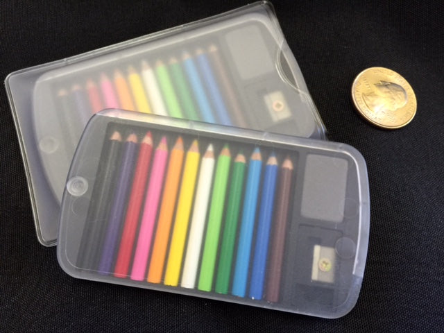 12 mini color pencils in plastic card case - 22134 - Matcha Time