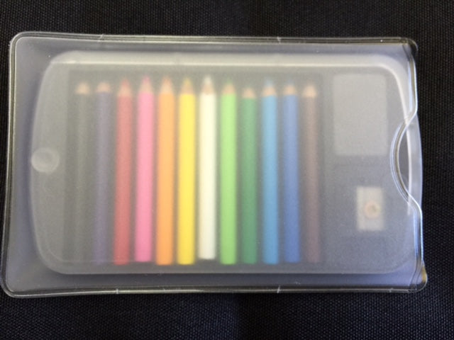 Clear Mini Staff colored pencil set in sleeve with eraser and