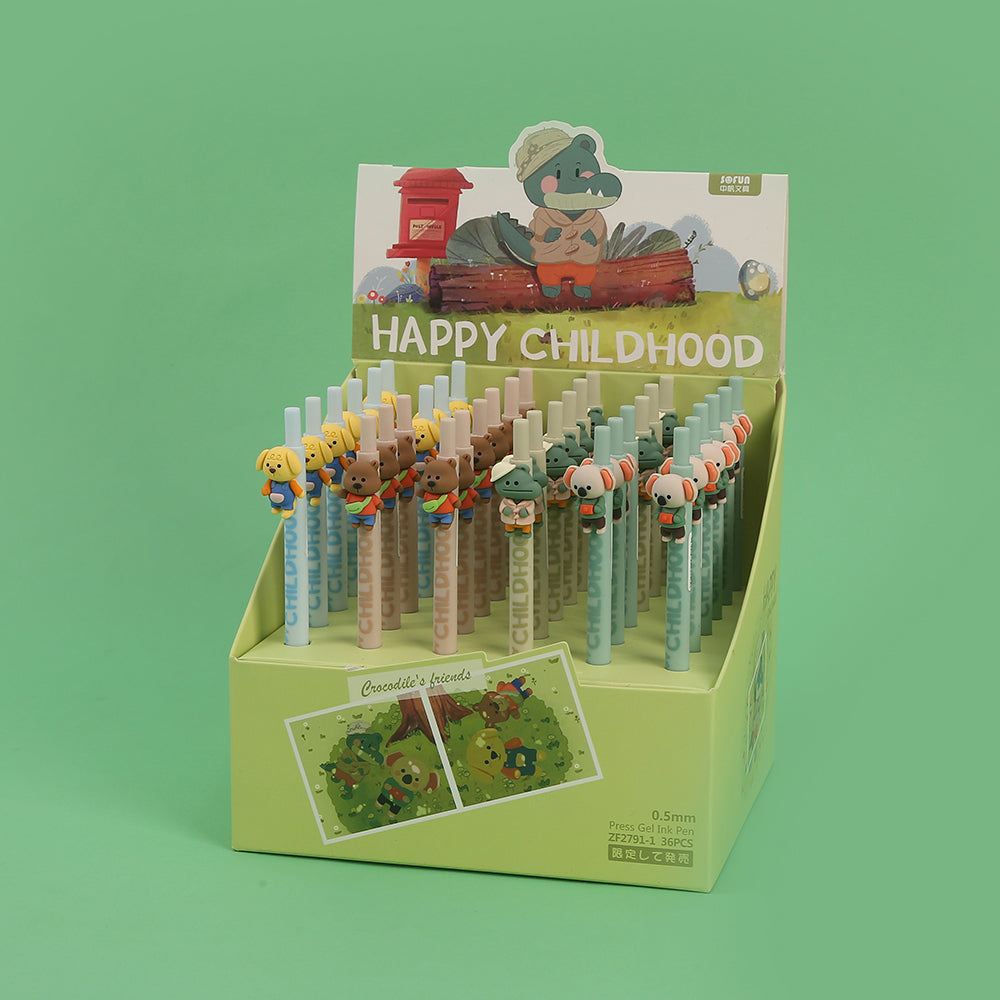 X 22533 HAPPY CHILDHOOD ANIMALS RETRACTABLE GEL PEN-DISCONTINUED