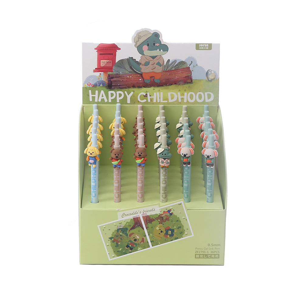 X 22533 HAPPY CHILDHOOD ANIMALS RETRACTABLE GEL PEN-DISCONTINUED