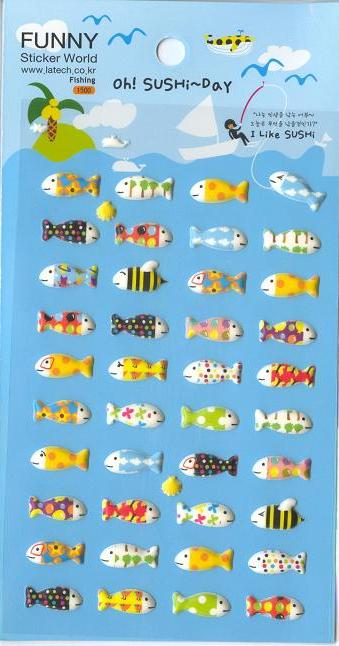 X 28755 SUSHI DAY FISH PUFFY STICKERS-DISCONTINUED