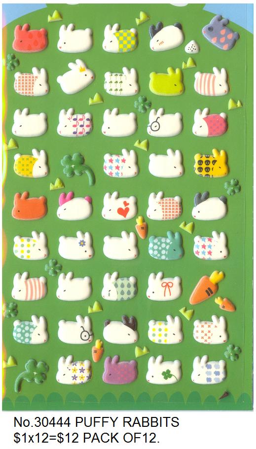 X 30444 PUFFY RABBITS STICKER-DISCONTINUED