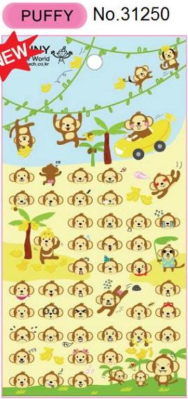 X 31250 MONKEY SOFT PUFFY STICKERS-DISCONTINUED