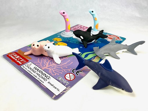 38294 IWAKO OCEAN ANIMALS ERASERS CARD-10 CARDS