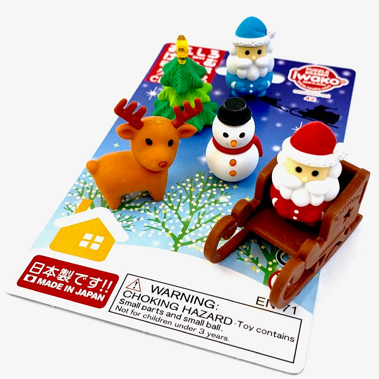 38304 IWAKO CHRISTMAS ERASER CARDS-10 CARDS