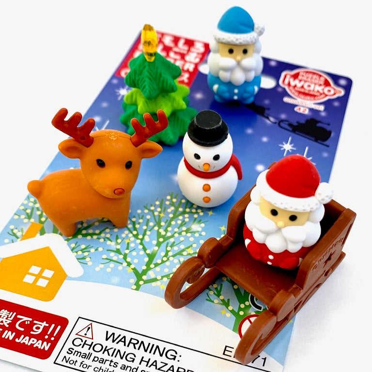 383041 IWAKO CHRISTMAS ERASER CARDS-SINGLE