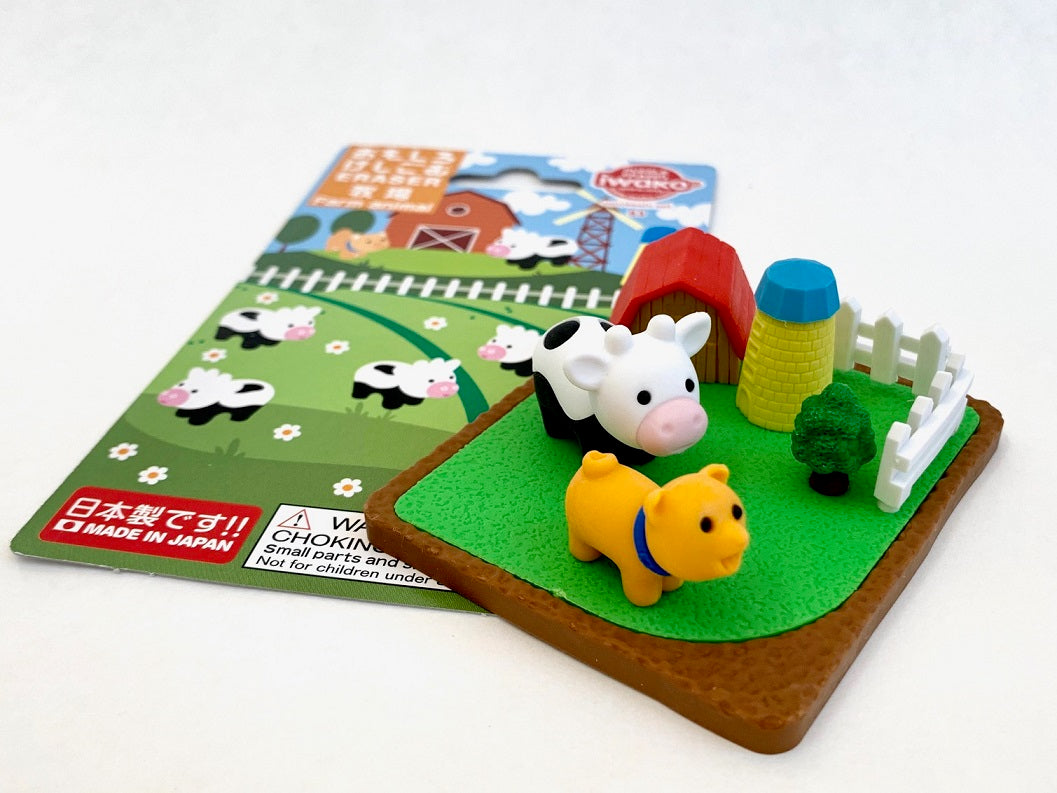 383221 IWAKO FARM ANIMALS ERASER CARD-SINGLE