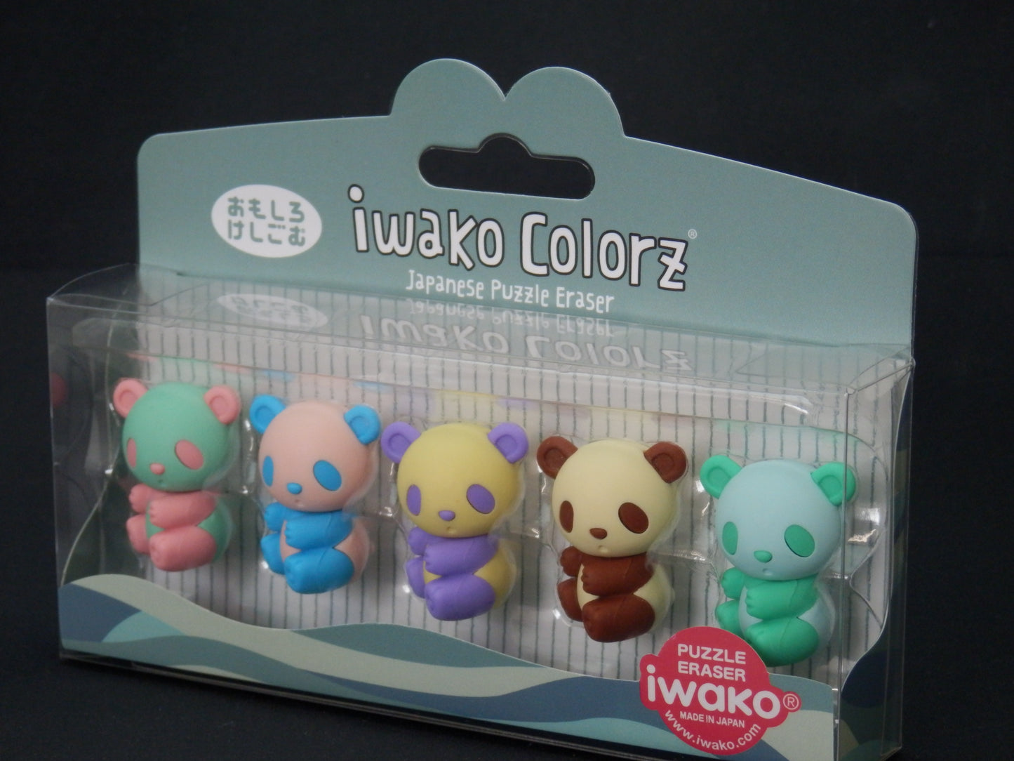 38453 IWAKO Colorz Panda -12 sets of 5 Erasers