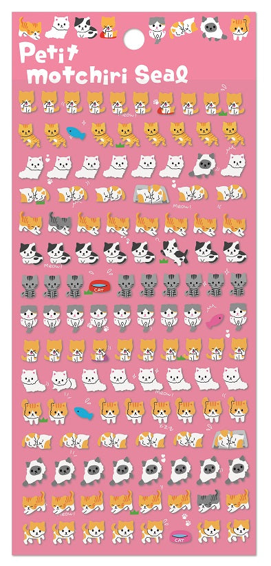 X 44624 CAT PUFFY PETIT MOTCHIRI SEAL STICKERS-DISCONTINUED