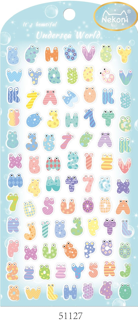 Large Neon Rainbow Bubble Letter Alphabet Stickers – Shine Sticker Studio