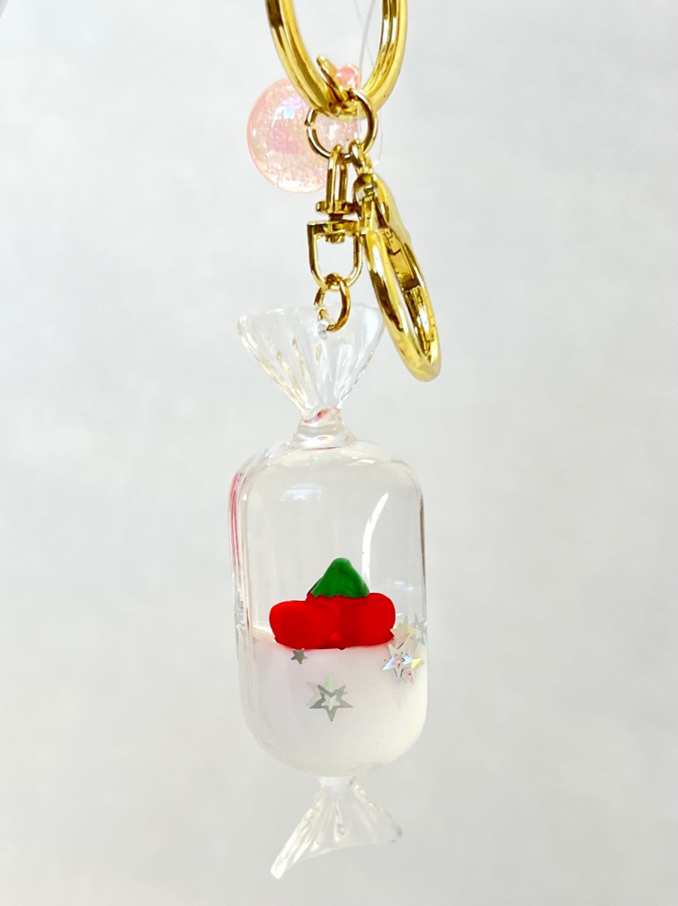 DIY Cherry Pom Pom Keychain 🍒 / handmade cherry keychain / DIY Keychain /  #shorts 