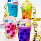 12095 PASTEL ROUND TOP BOBA FLOATY KEY CHARM-12