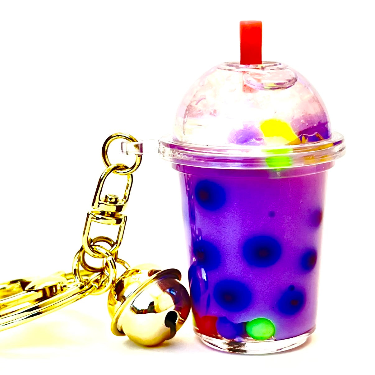 12095 PASTEL ROUND TOP BOBA FLOATY KEY CHARM-12