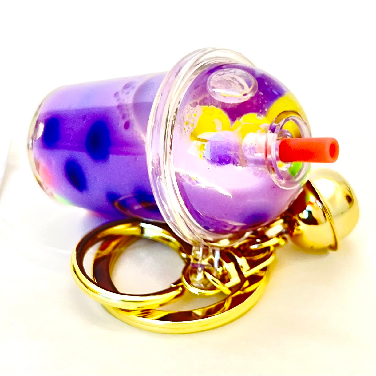 12095 PASTEL ROUND TOP BOBA FLOATY KEY CHARM-12