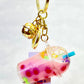 12095 PASTEL ROUND TOP BOBA FLOATY KEY CHARM-12