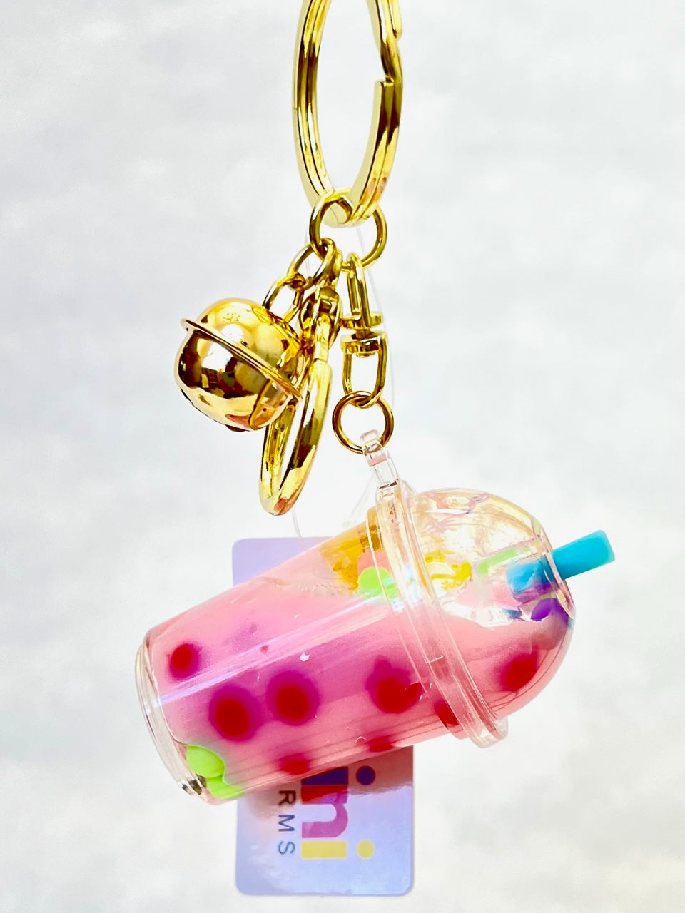 12095 PASTEL ROUND TOP BOBA FLOATY KEY CHARM-12