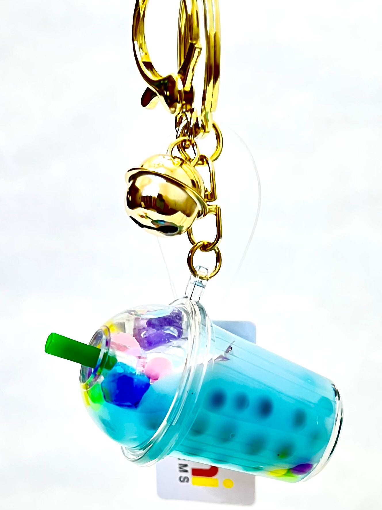 12095 PASTEL ROUND TOP BOBA FLOATY KEY CHARM-12