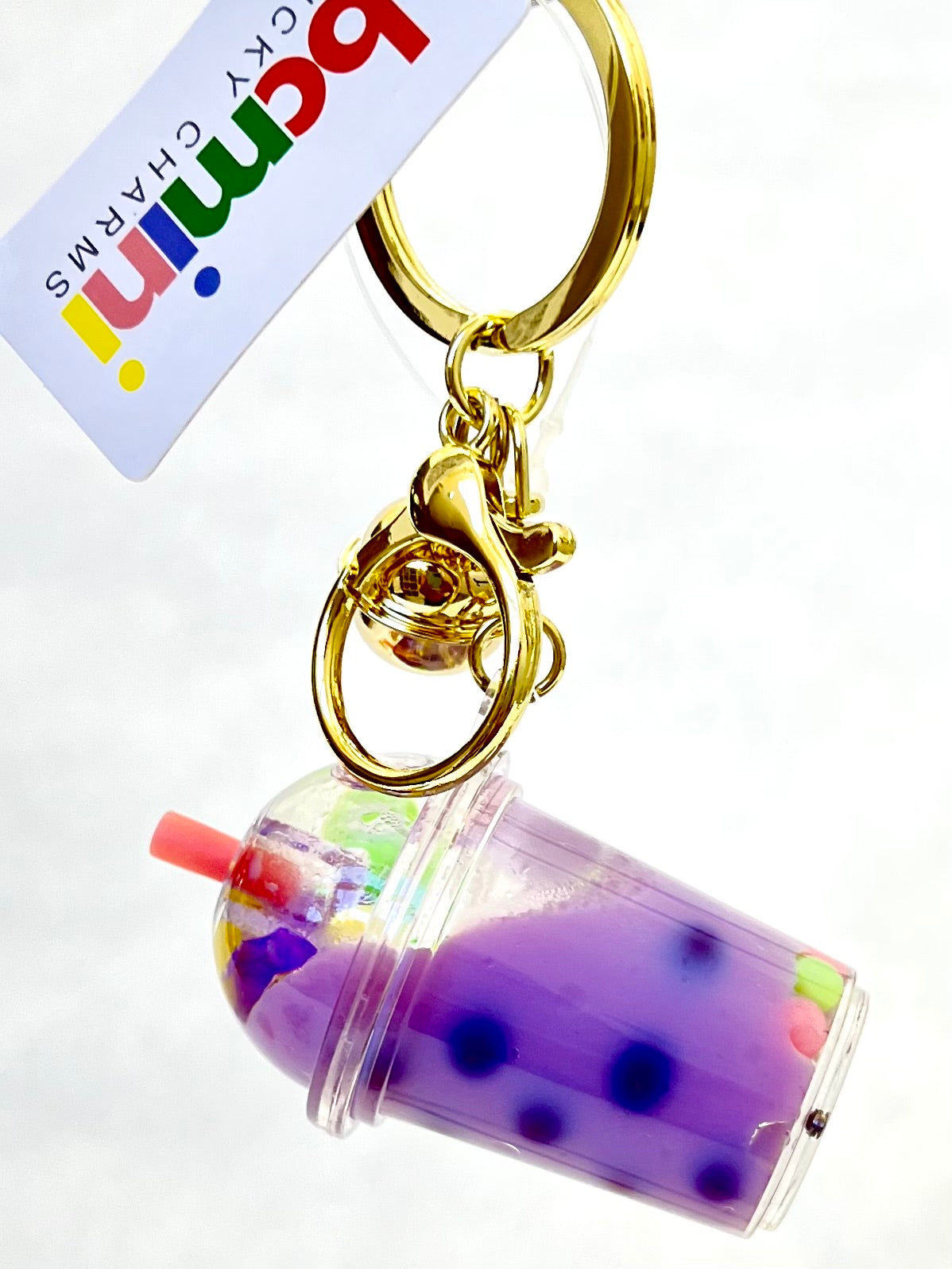 12095 PASTEL ROUND TOP BOBA FLOATY KEY CHARM-12