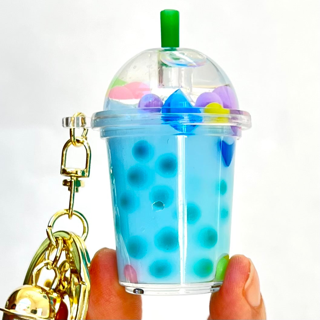 12095 PASTEL ROUND TOP BOBA FLOATY KEY CHARM-12