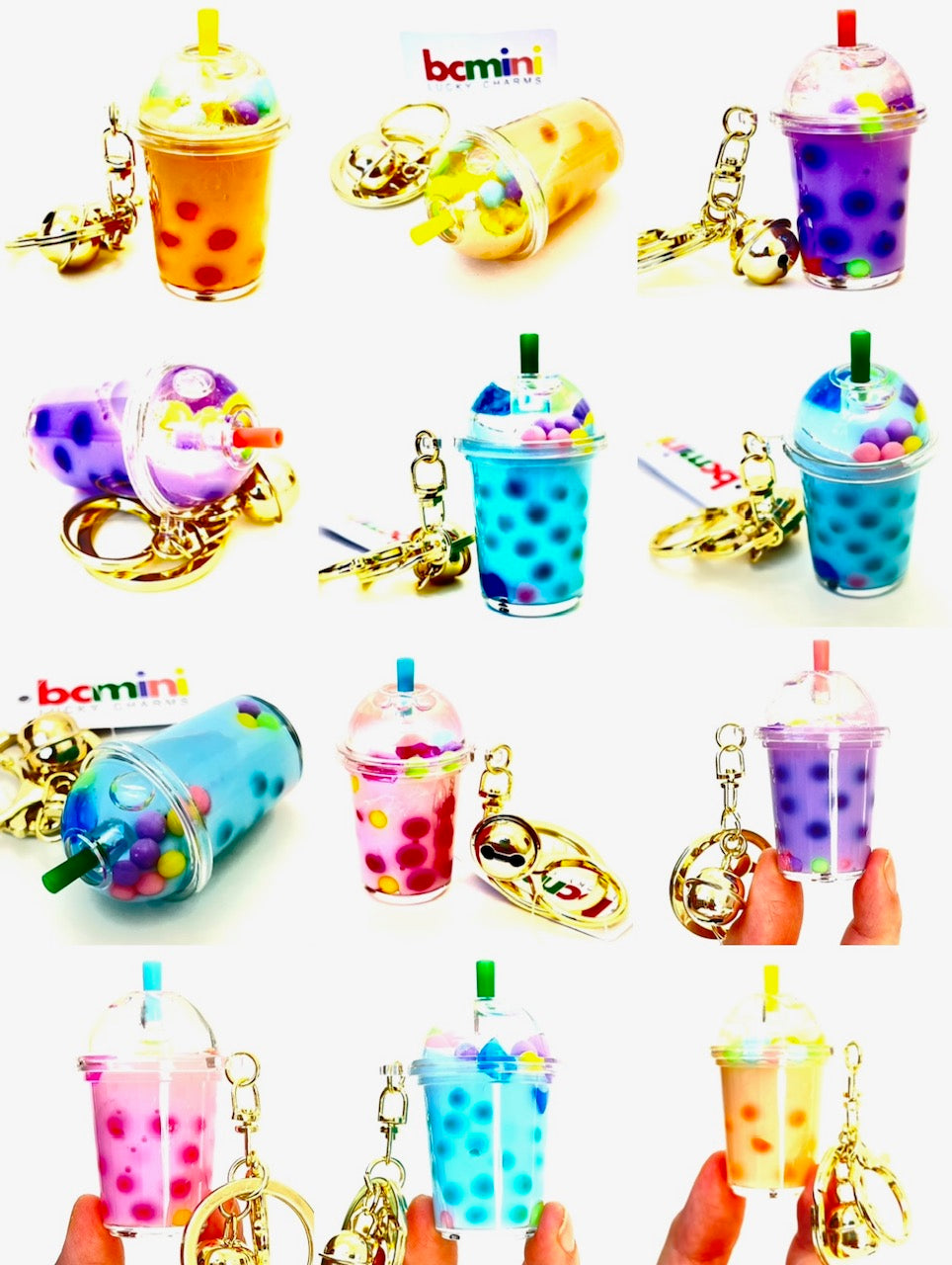 12095 PASTEL ROUND TOP BOBA FLOATY KEY CHARM-12