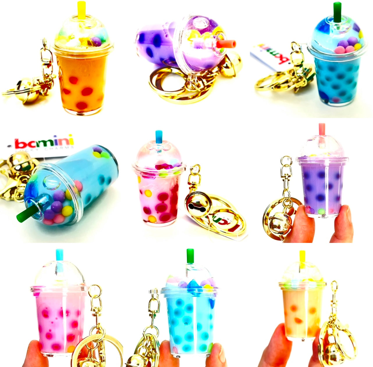 12095 PASTEL ROUND TOP BOBA FLOATY KEY CHARM-12