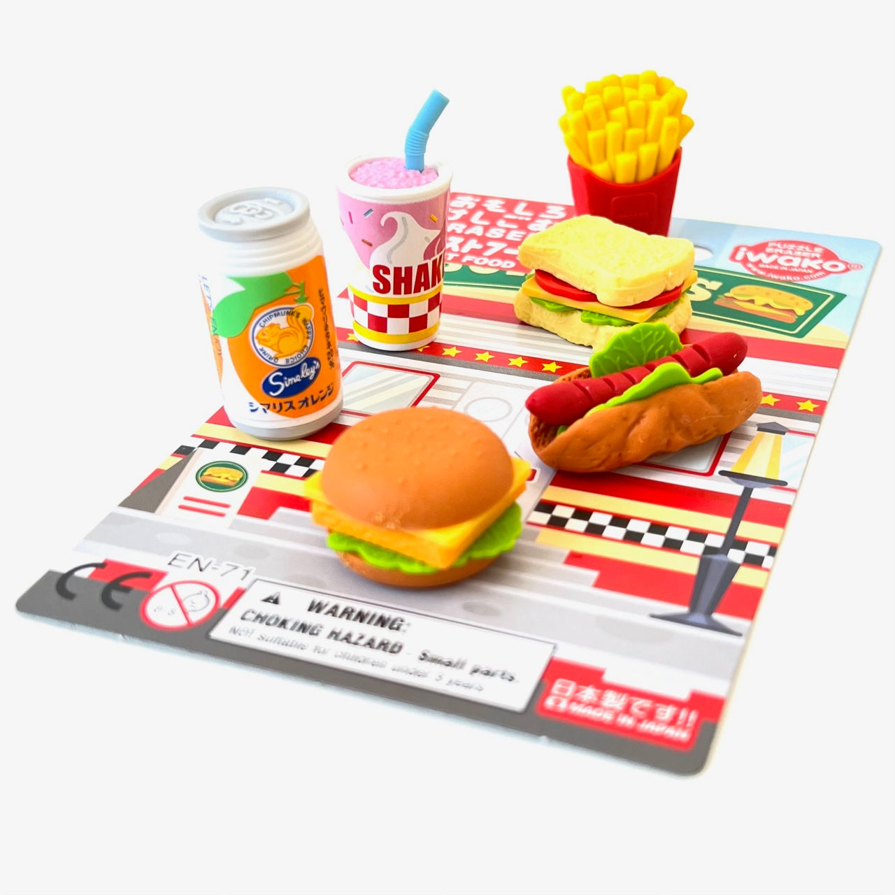 38331 IWAKO FAST FOOD ERASER CARD-10 CARDS