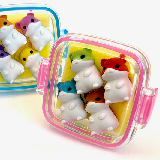 X 38430 IWAKO 4-HAMSTERS ERASER IN A BOX-DISCONTINUED