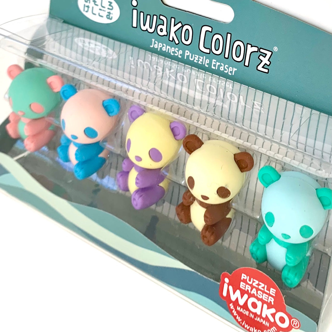 38453 IWAKO Colorz Panda -12 sets of 5 Erasers