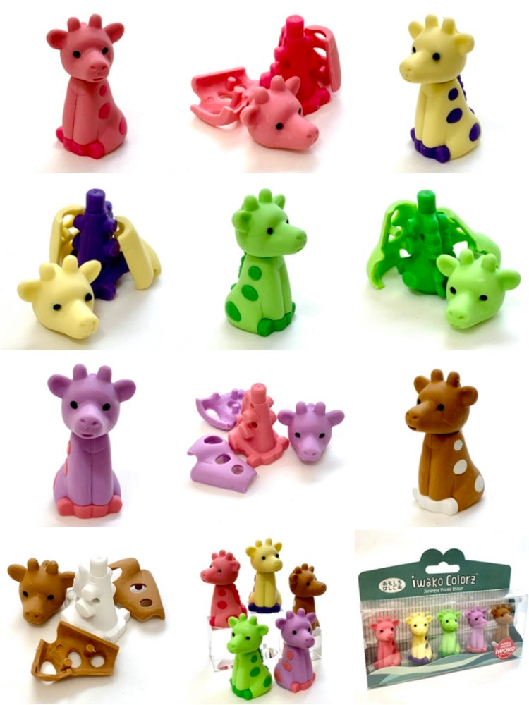 384511 IWAKO Colorz Giraffe -1 box of 5 Erasers