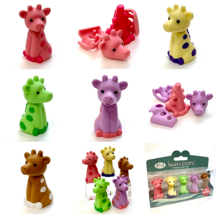 38451 IWAKO Colorz Giraffe -12 sets of 5 Erasers