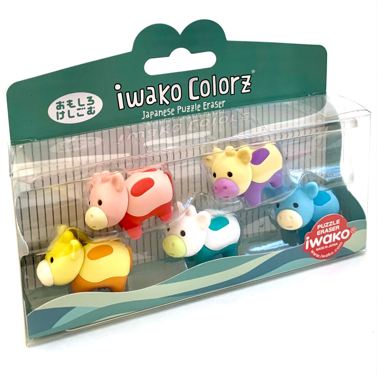38454 IWAKO Colorz Cows -12 sets of 5 Erasers
