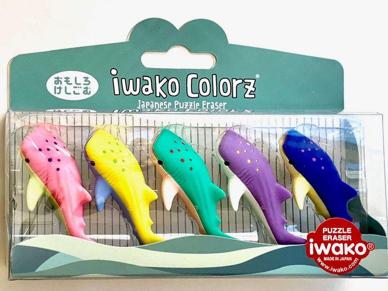 38456 Iwako Colorz Whale Sharks-12 sets of 5 Erasers