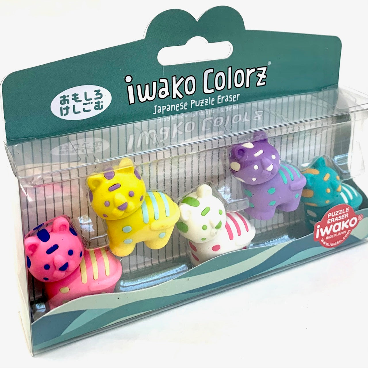 38457 Iwako Colorz Tiger -12 sets of 5 Erasers