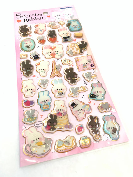 X 46310 KAMIO SECRET RABBIT PUFFY STICKERS-DISCONTINUED