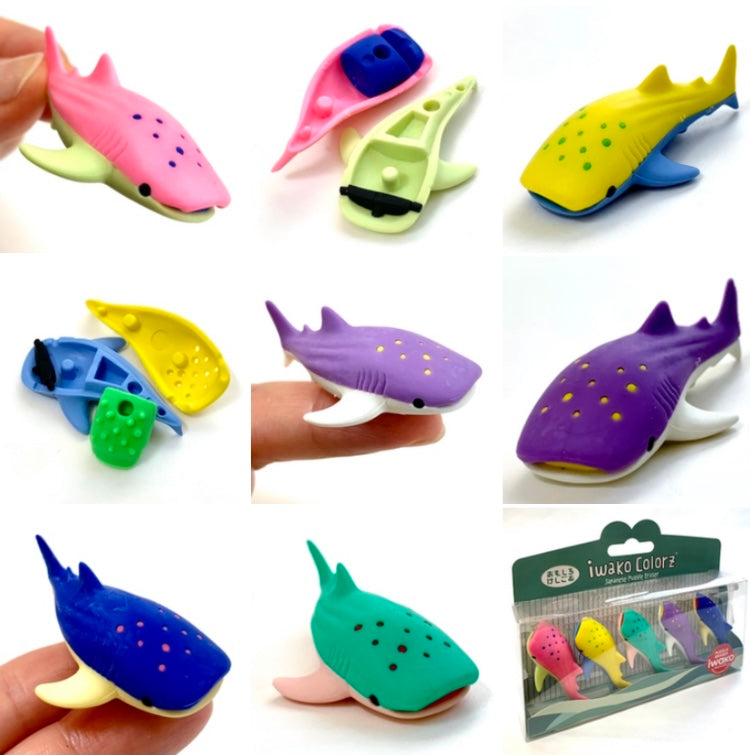 38456 Iwako Colorz Whale Sharks-12 sets of 5 Erasers