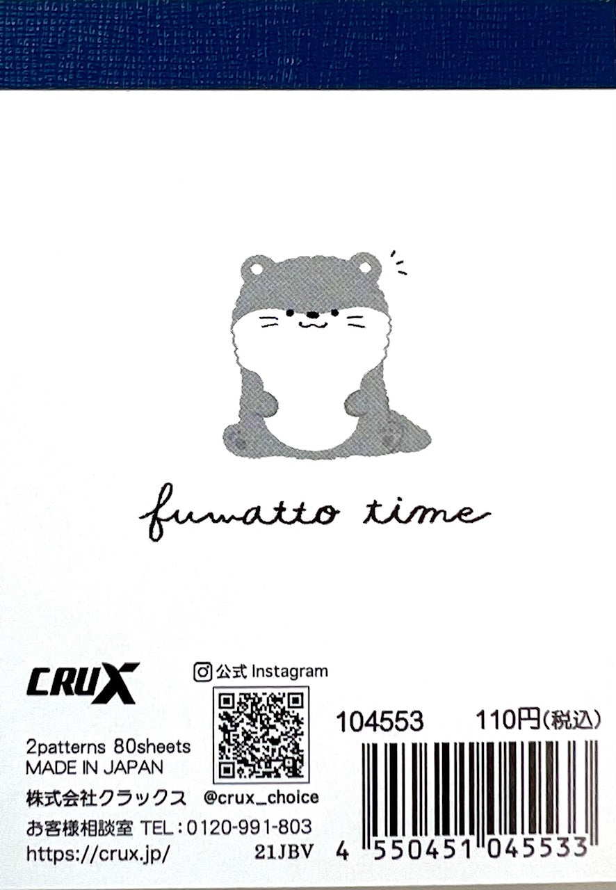 X 104553 Otter & Penguin Fuwatto Time CRUX Mini Notepad-DISCONTINUED