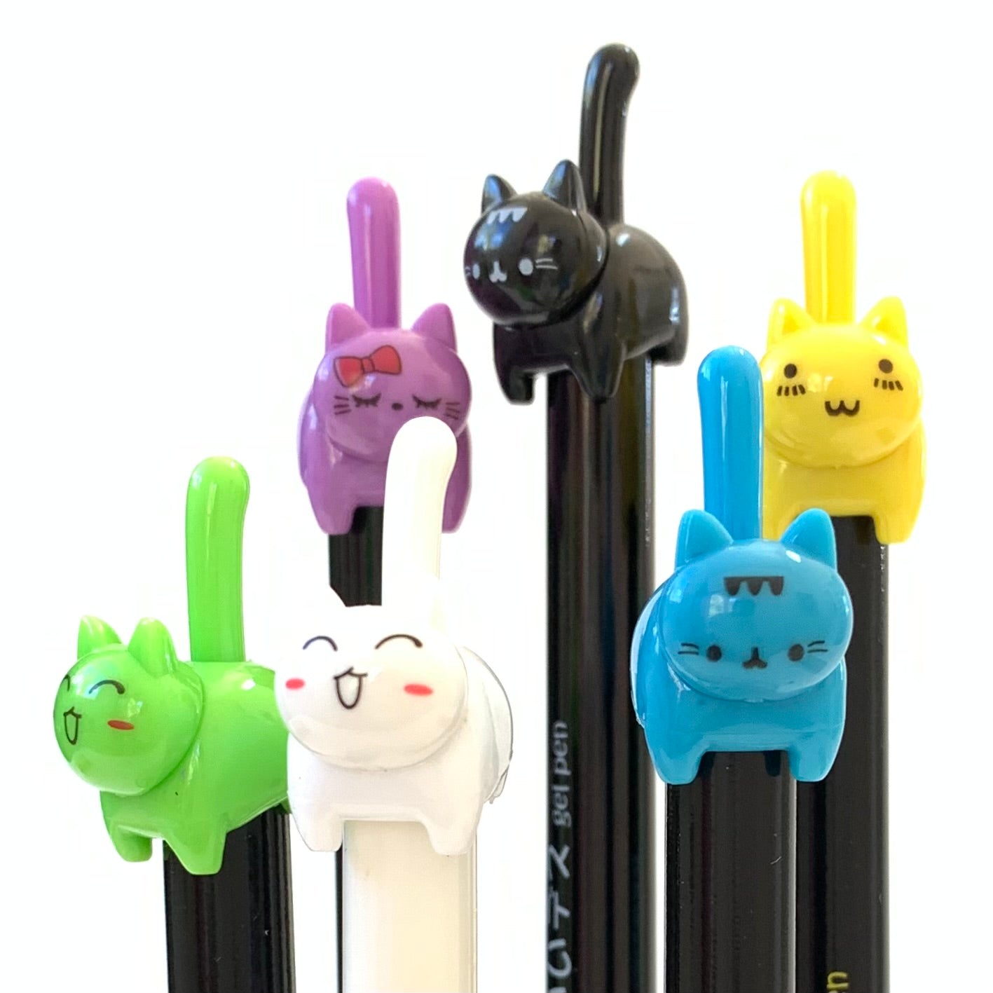 Lopenle 30PCS Cat Pens Cat Tail Cat Face Gel Pen Cute Animal Pens