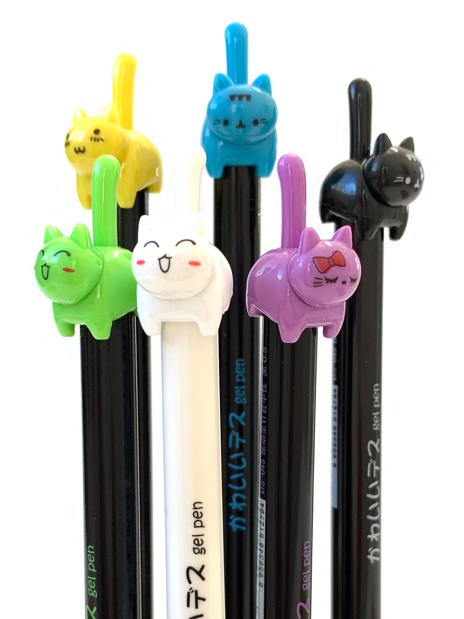 Lopenle 30PCS Cat Pens Cat Tail Cat Face Gel Pen Cute Animal Pens Black Ink  R