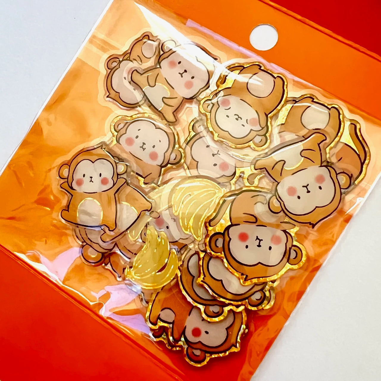 X 51092 MONKEY SHINY STICKERS-DISCONTINUED