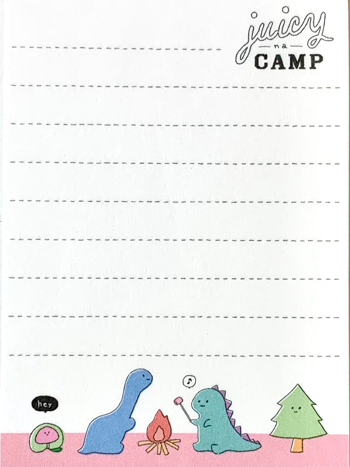 X 41271 Kamio Juicy Animal Dinosaur Camping Mini Notepad-DISCONTINUED